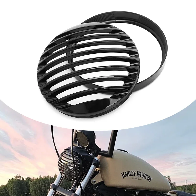 

Motorcycle Accessories 5 3/4" 7" Round ABS Led Headlight Grill Cover Black For Harley Sportster XL 883 Iron 1200 04-up Custom XL