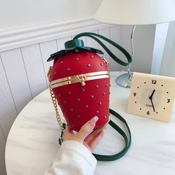 Designer Bolsos women  Shoulder Strawberry shaped rivet  Little Hand Bags Sac Handbags For Girls Ladies Purses And Crossbody