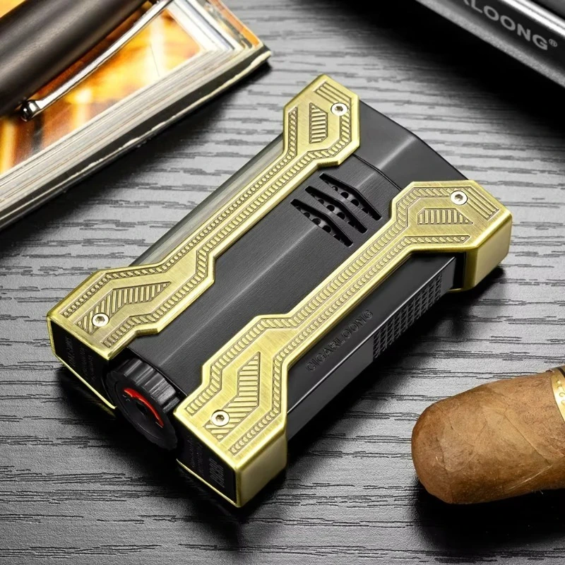

Portable Windproof Cigar Lighter Alloy High Temperature Flame Nozzle Lighter Outdoor Butane Gas Lighter High-end Men's Gifts
