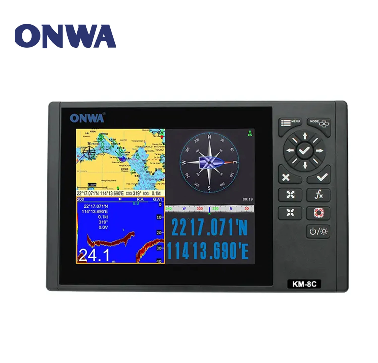 

ONWA KM-8C 8-inch GPS Chart Plotter with GPS Fish Finder/depth sounder/Echo sounder (supports Expanded Features)+fish transducer