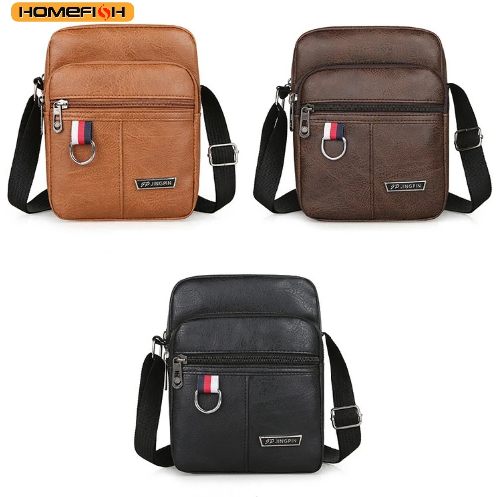 

HOMEFISH Men PU Leather Chest Bag, Solid Color Large Capacity Casual Crossbody Shoulder Bag
