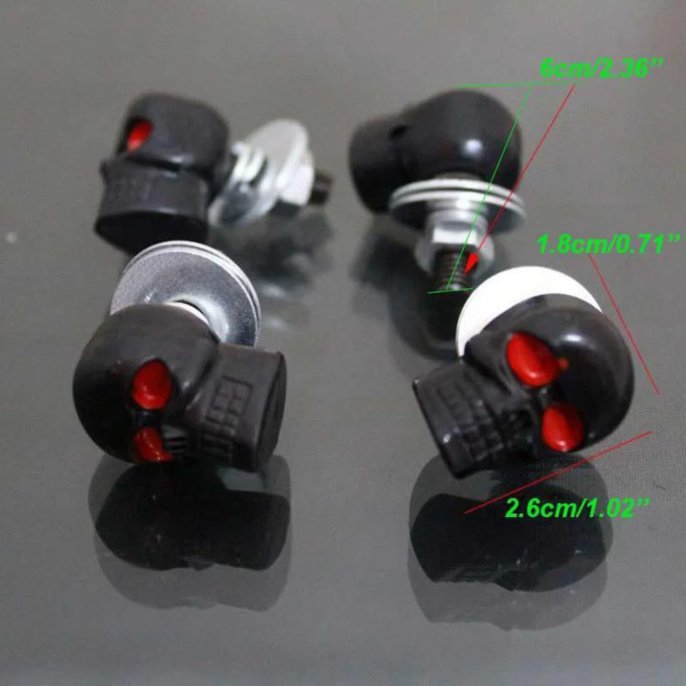 2Pcs Skull License Plate Frame Bolts Screws Fastener Cap Bolts Auto License Plate Screws For Motorcycle