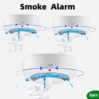 Battery Operated Photoelectric Smoke Alarm Detector with LED Indicator Test Button for Home Safety - Smoke Alarm Detector 3 Pcs