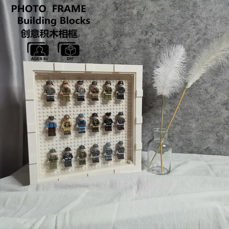 Compatible with figures small particle building block photo frame extra large assembled building block toy storage display box