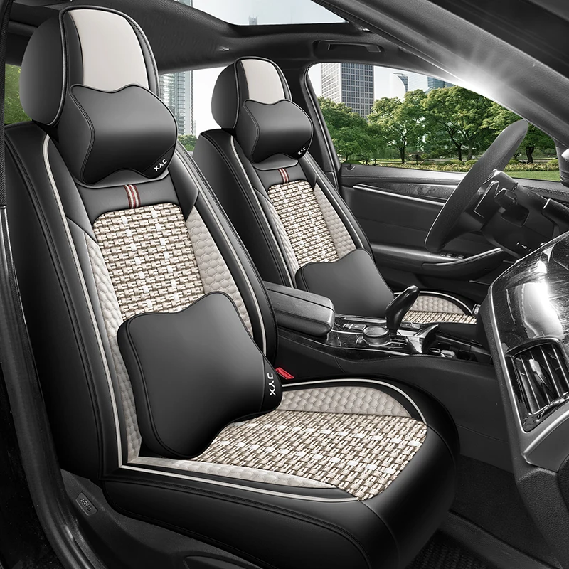 Ice silk material front two-seat car seat covers, classic color options available, suitable for most models