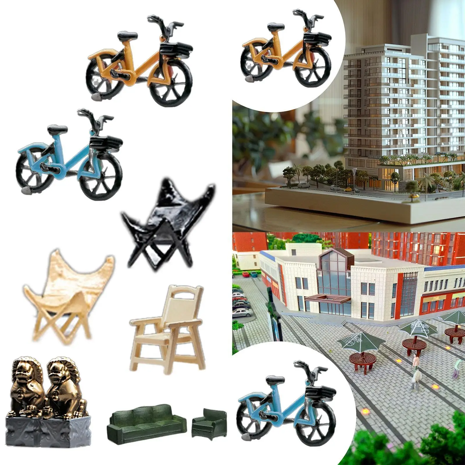 

1/64 Miniature Scenes Tiny Model Layout Props Sand Table Outdoor Dollhouse