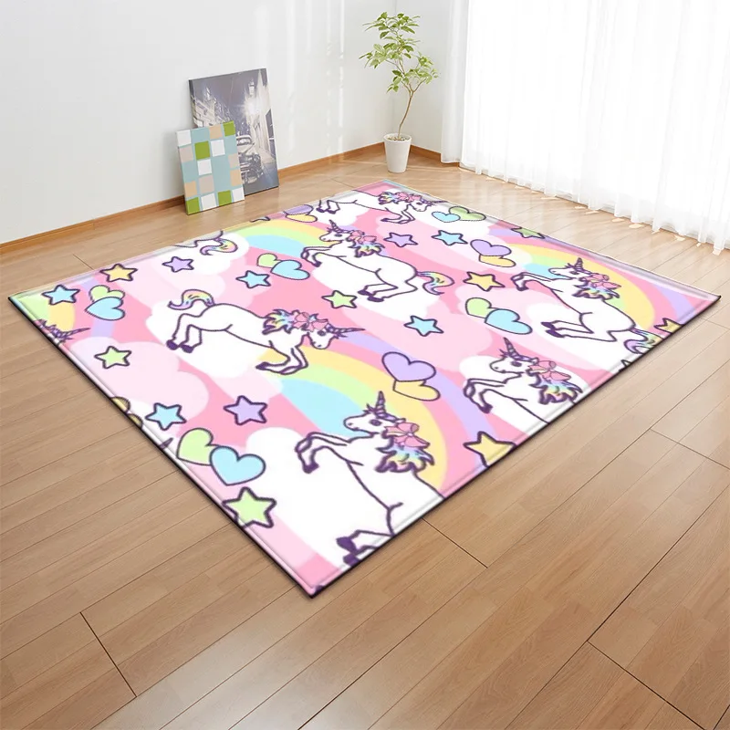 

Pink Unicorn Living Room Area Rug Children's Bedroom Carpets Palor Rugs Cute Dog Girls Kids Play Mat Home Decor Bathroom Mats