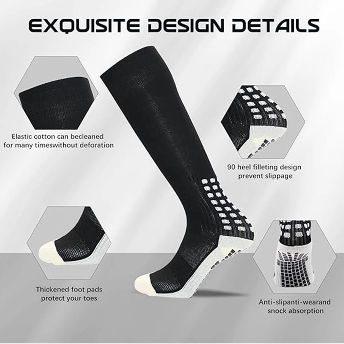 Anti Slip Soccer Knee Socks,Non Slip Football/Basketball/Hockey Sports Grip Socks 1/2Pairs