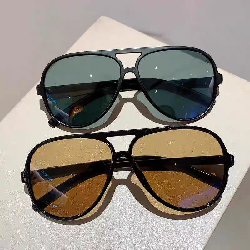 

Luxury Brand Designer Eyewear Oversized Pilot Sunglasses Women For Men Popular Vintage Sun Glasses Punk Double Bridge Eyeglasses