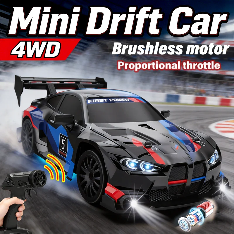 

1/24 Mini RC Drift Car 4WD LED Lights 2.4G Remote Control Off-Road Conquer GT Style Racing Tires Brushless GTR Toy For Kid Adult