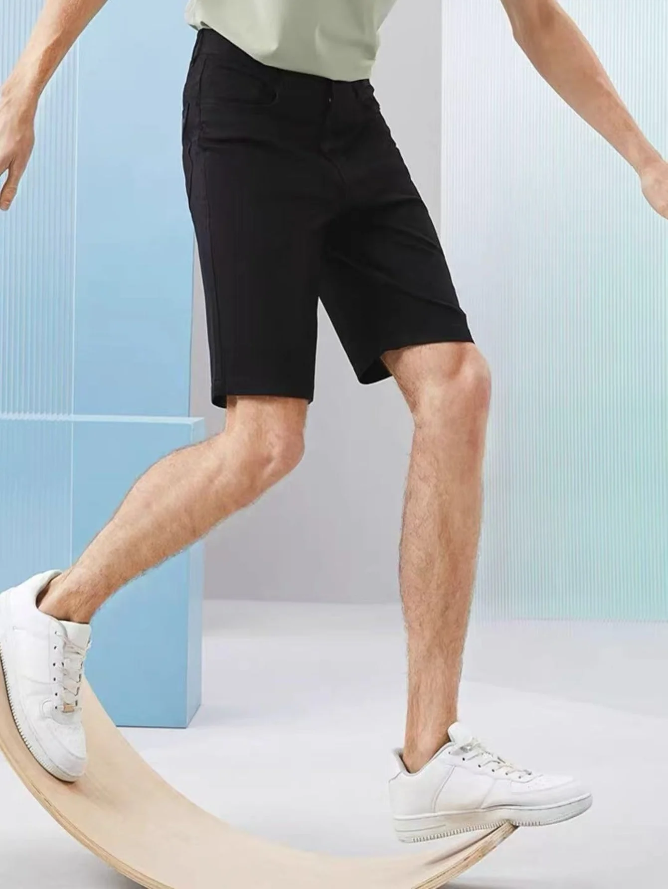 

Men's Skinny Black Jorts Y2K Drip Urban Style Casual Man Pants Jeans Wear