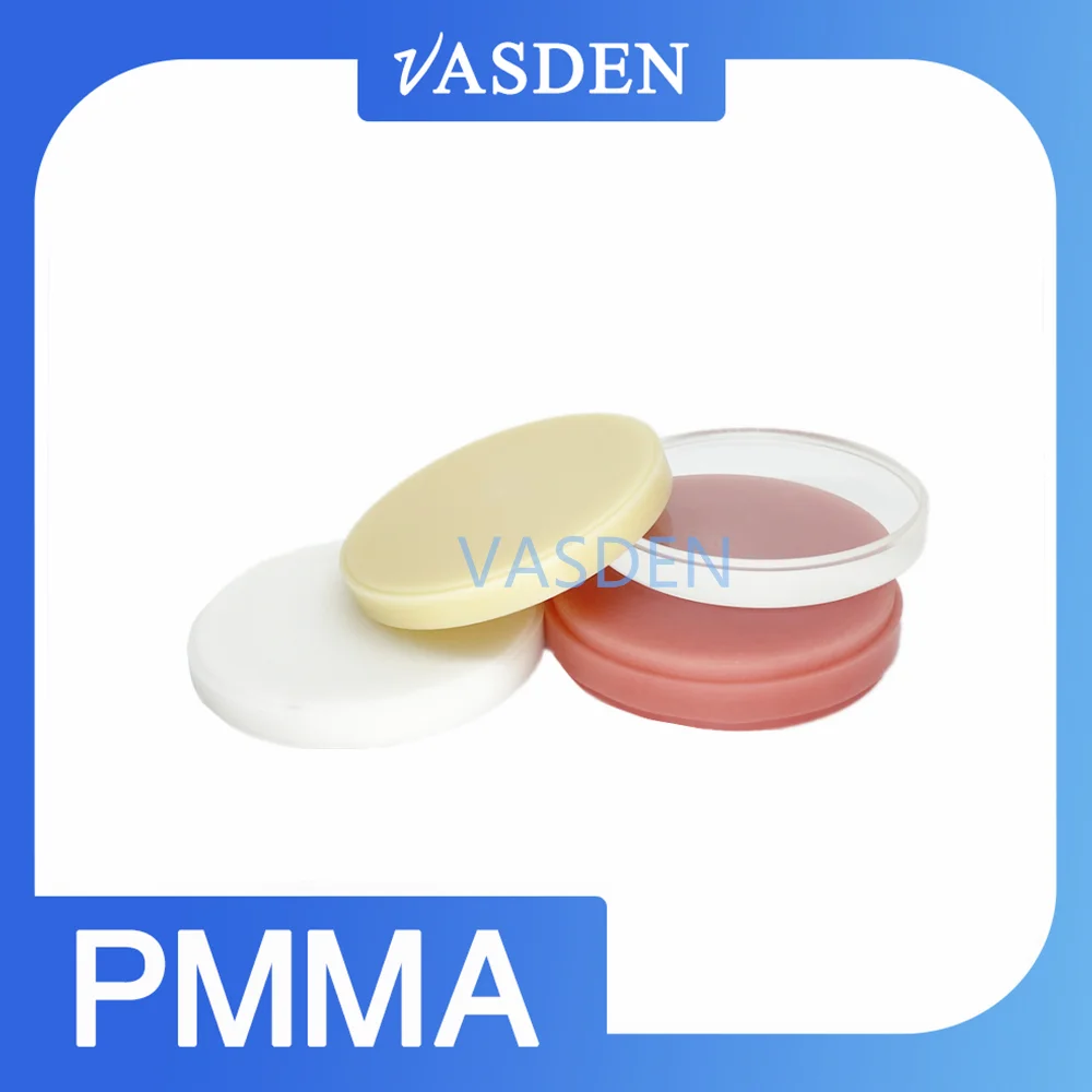 VASDEN-PMMA Blocos para Materiais de Laboratório Dental, Monocamada, Disco de Resina, Sistema Aberto, Pad Cam, Sistema Aberto, A1 A2 A3 A3.5, 98mm