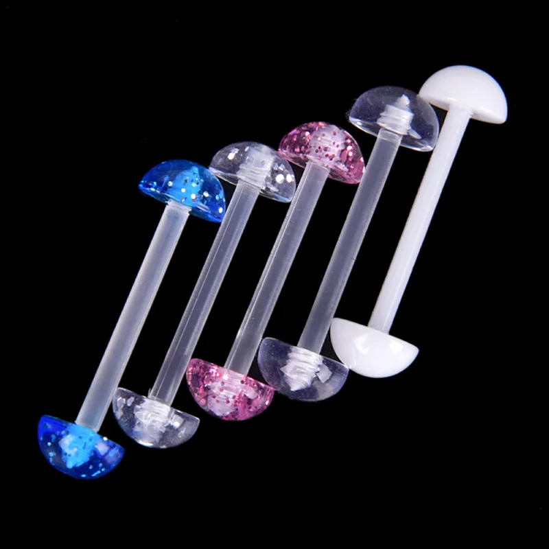 5Pcs/lot Nipple Piercing Tongue Soft Acrylic Half Clear Ball Tongue Piercing Tongue Rings Langue Tongpiercing Jewelry