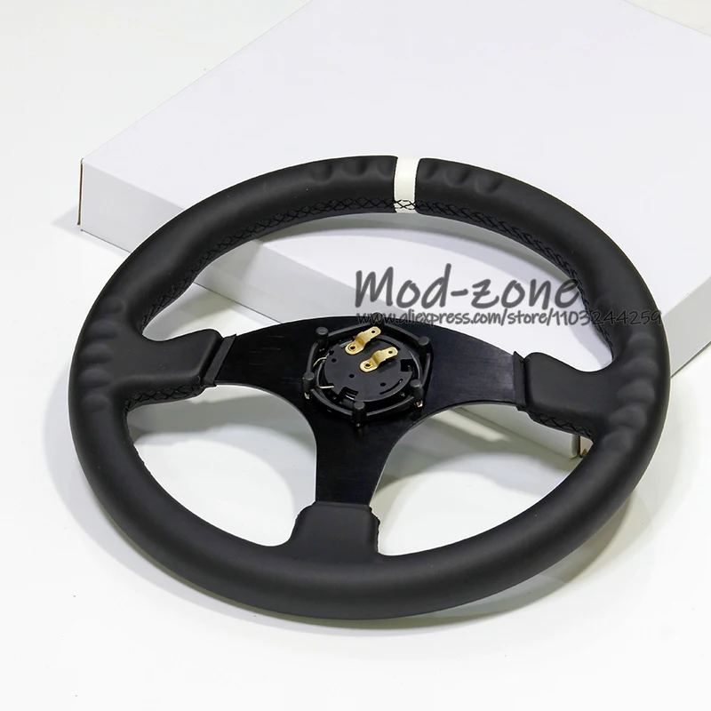 MM 13 Inch 330MM Flat Type Strong Spokes Tight Leather Wrapping Car Interior Accessories Modification Racing Steering Wheel