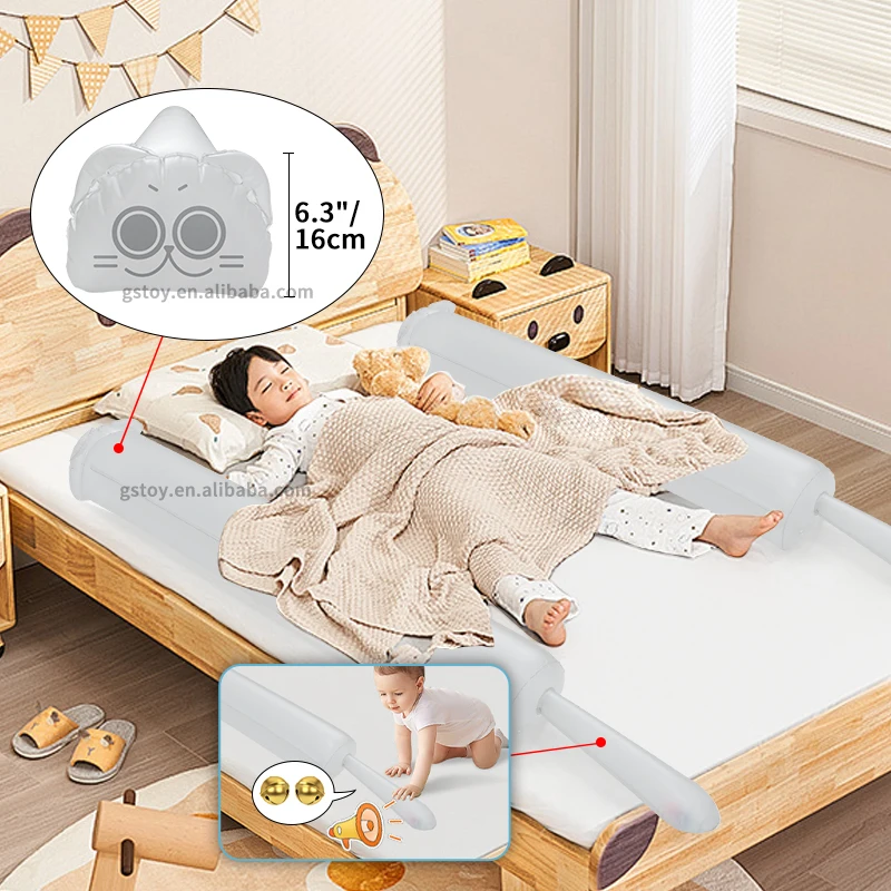 

STLF Customized Cat Cartoon Kids Safety Guard Bell Tail Interactive Toddler Bedside Barrier Baby Inflatable Bed Rail