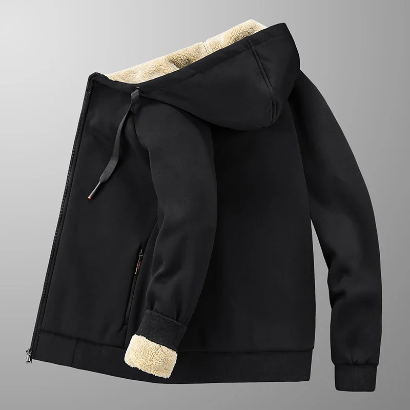 

Male sweatshirt Fleece Men's Jacket Winter Lamb Fleece hoody Mens High Quality Male Warm Cashmere hoodies Men Sportswear Jackets