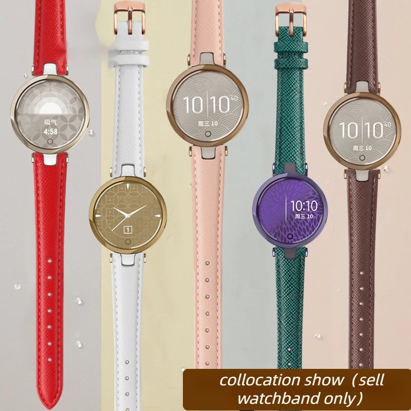 For Garmin Lily Smart Watch Genuine Leather Watchband Women Soft Lizard texture cowhide strap 14mm White red green pink Bracelet