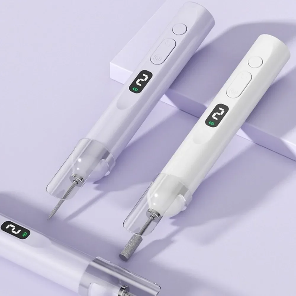 จอแสดงผล LCD เครื่องเจาะเล็บไฟฟ้าชุดปากกา USB พร้อมหัวบด 5 หัวเครื่องเป่าเล็บไร้สายแบบชาร์จไฟได้การออกแบบ 2-in-1