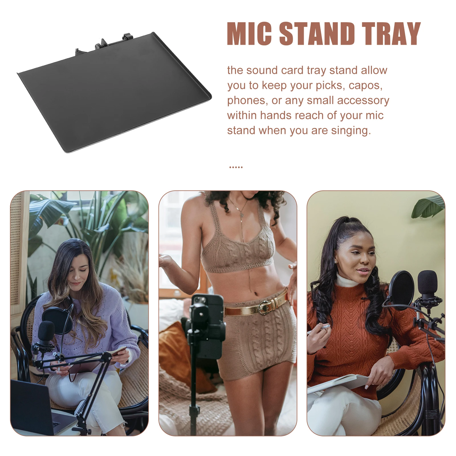 

Sound Card Tray Microphone Holder Clip Covers Live Bracket Storage Stand Shelf Cell