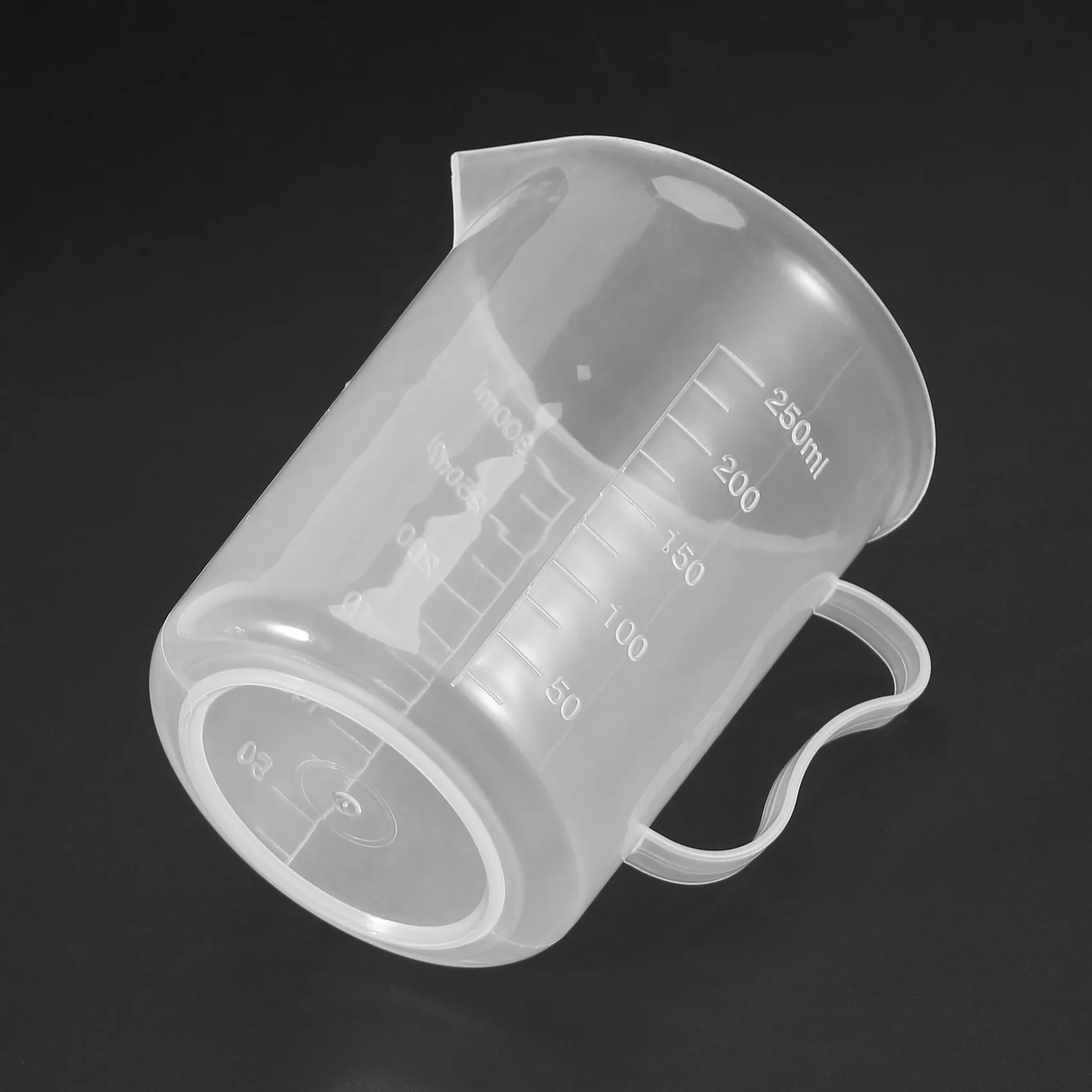 AT77 Measuring Jug 250mL Graduated Beaker Clear White Plastic Cup