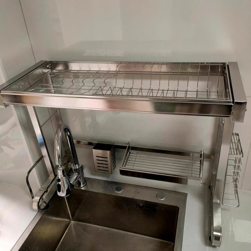 

304 Stainless Steel Kitchen Shelf Above The Sink Dish Drainer Multifunctional Dish Drying Rack Drainage Ventile Cutlery Holder