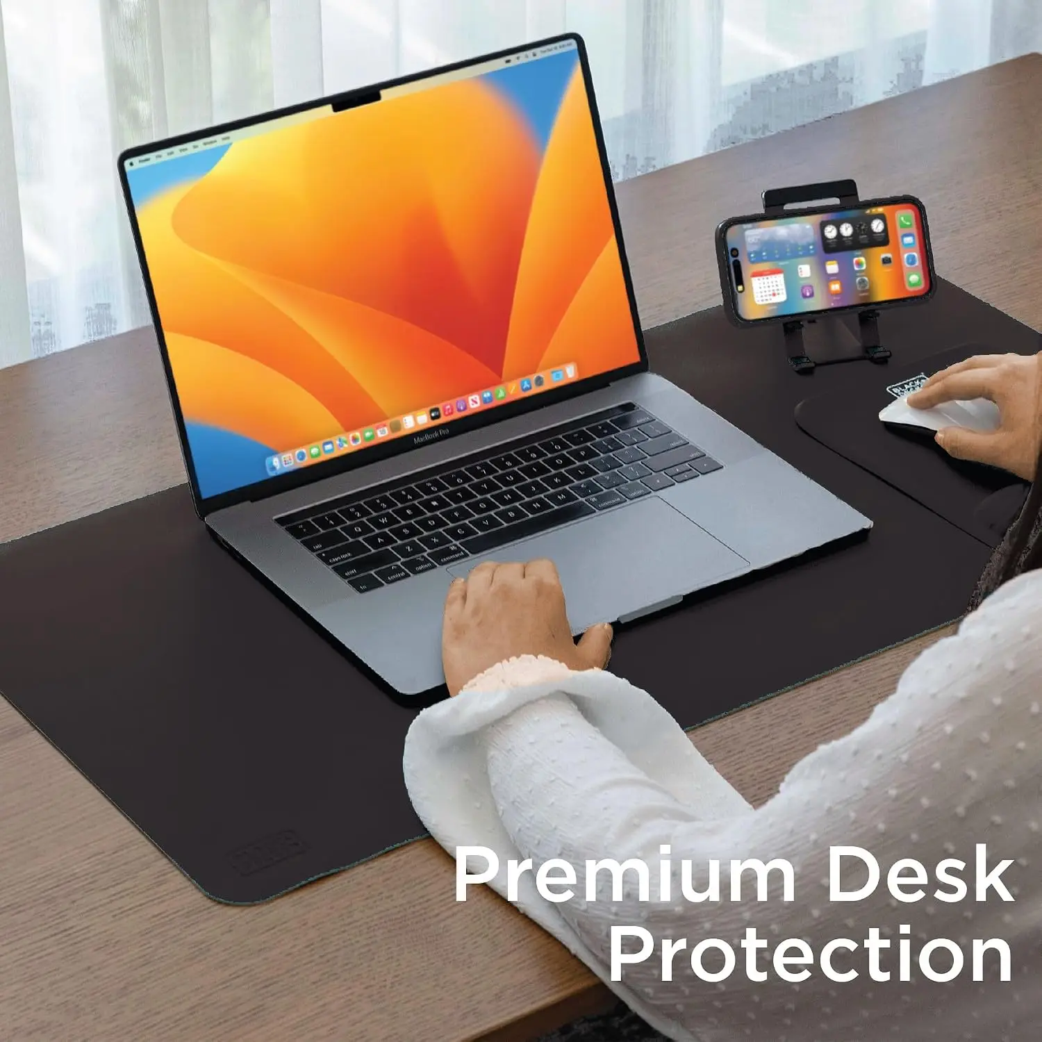 Faux Leather Desk Mat for Keyboard and Mouse - Office Desk Accessories - Protective Desk Pad for Gaming, Work from Home - Desk view 4