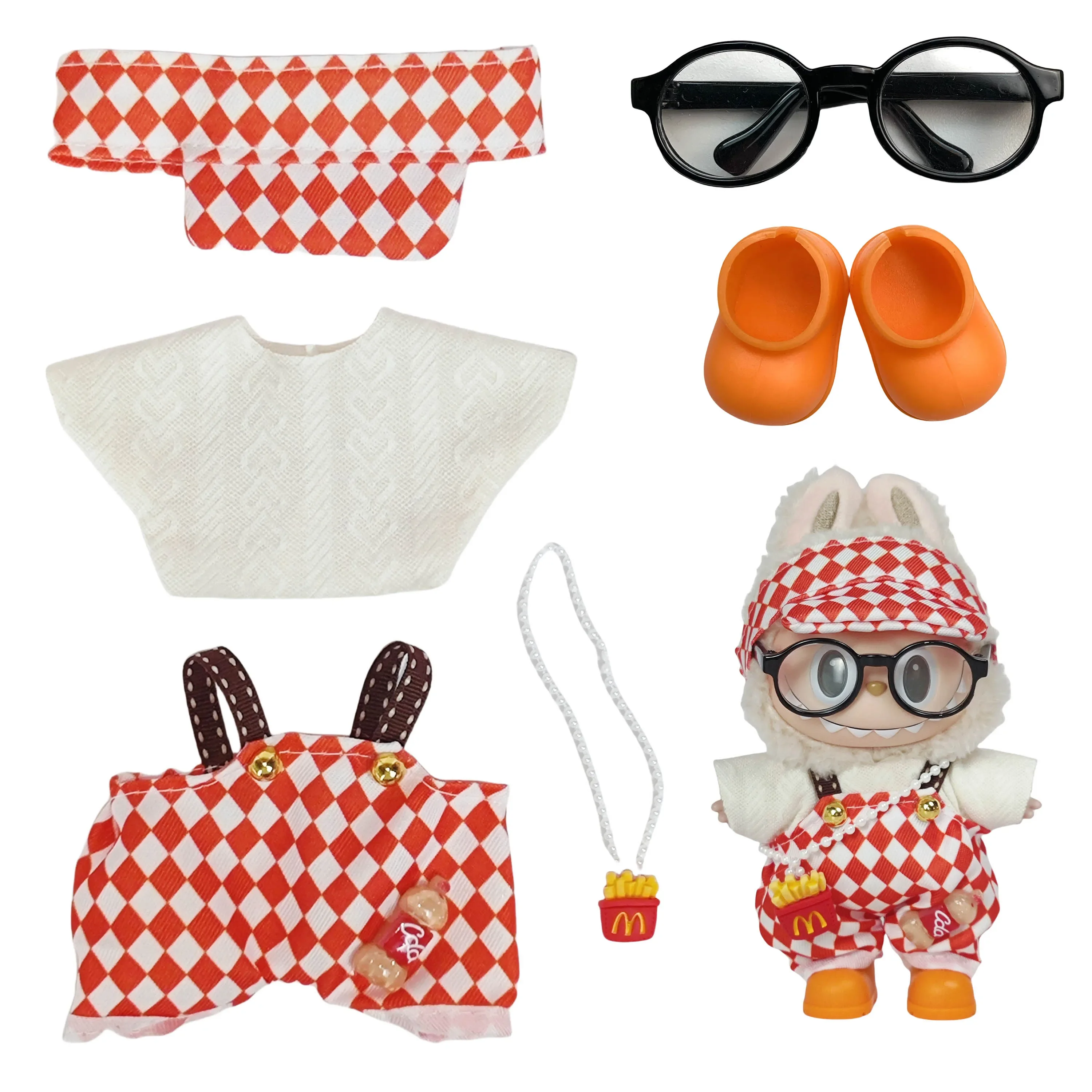 

Clothes for Labubu Vinyl Doll 17cm Outfit Set - Overalls Series Cute Doll Clothes, Adorable Dress-Up Fun