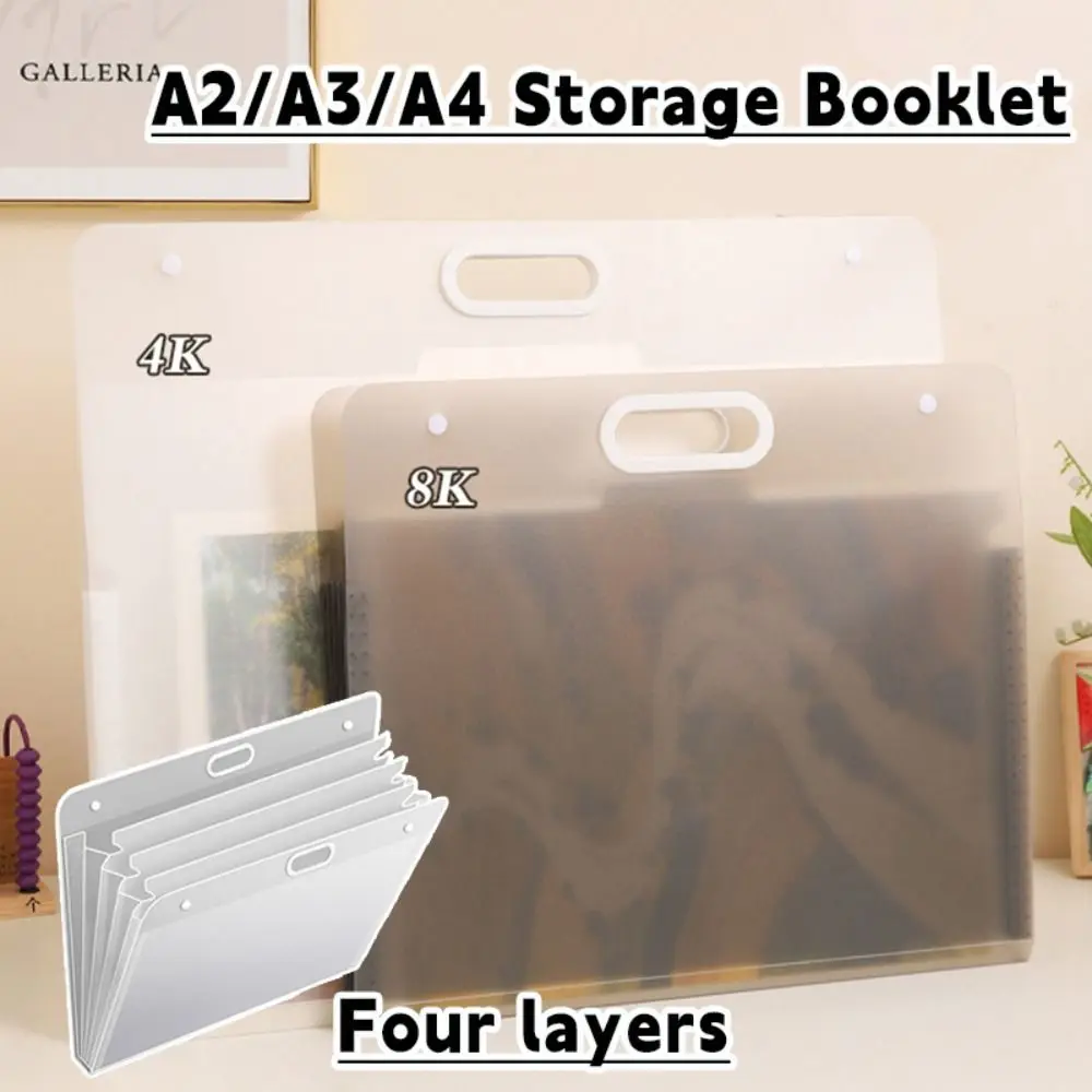

Transparent A2/A3/A4 File Folder Portable Four Layers Painting Paper Storage Bag Waterproof 4K/8K/16K Drawing Bag Student Gift