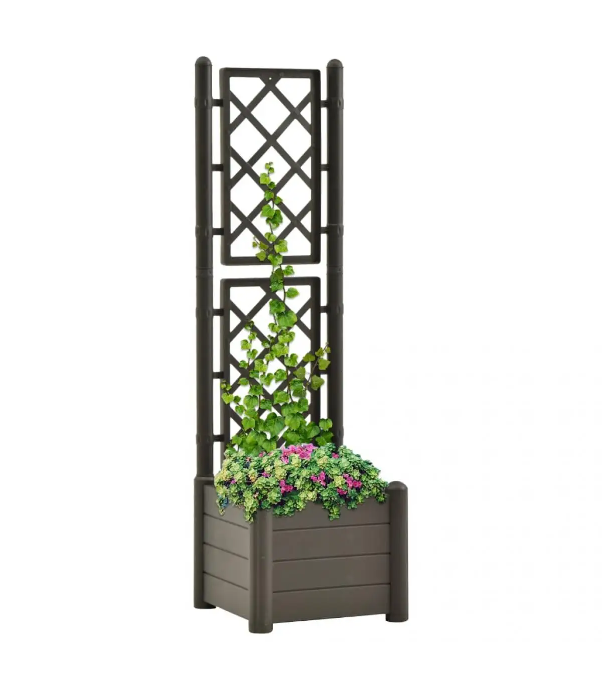 Planter pots and planters with anthracite gray PP trellis 43x43x142 cm