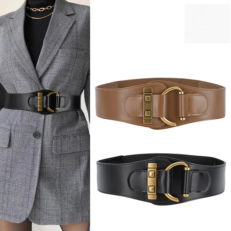 

2025 Women's Genuine Leather Elastic Waist Seal Leopard Dress Decoration Corset Belts for Women Ladies Retro Style Waist Belt