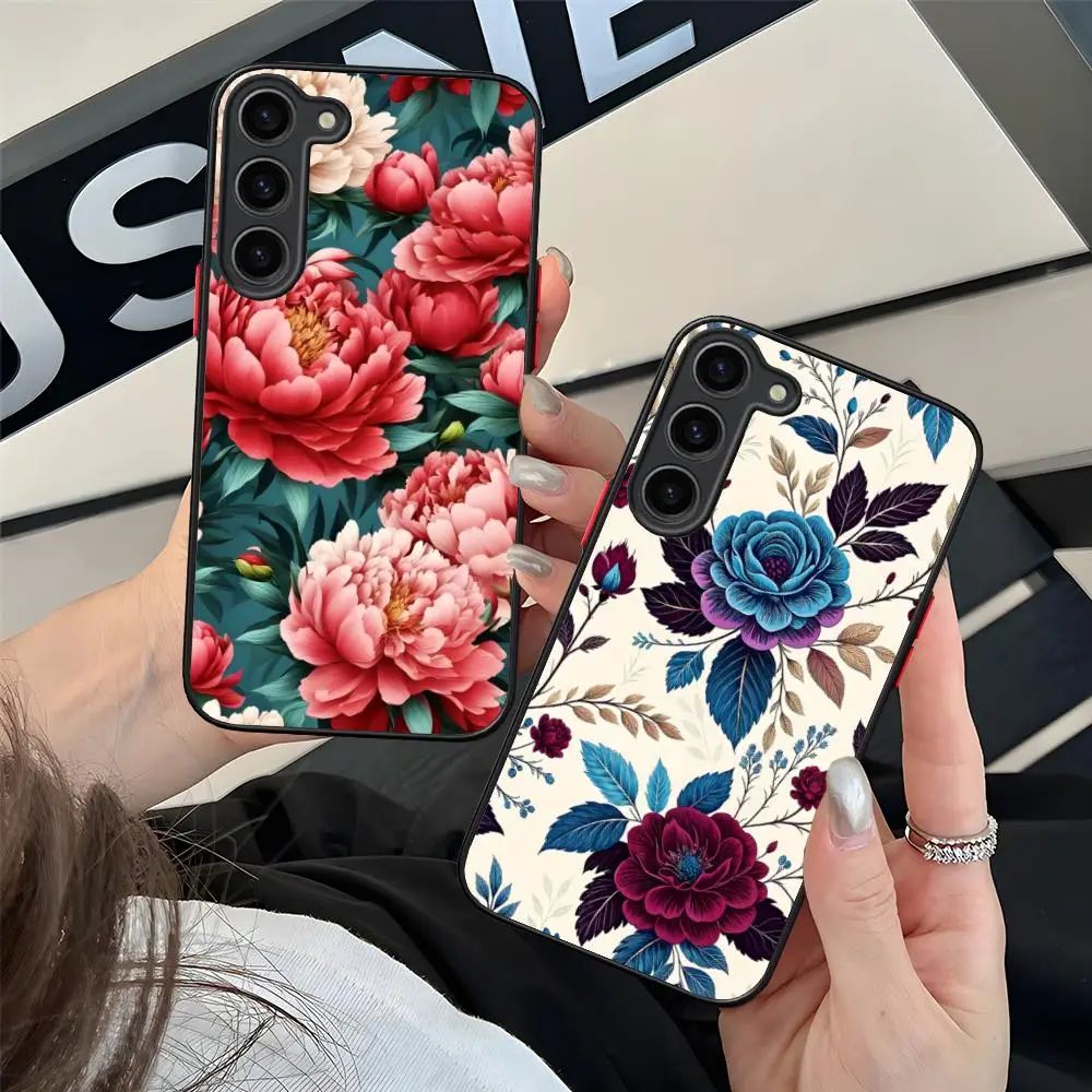 

Чехол для мобильного телефона с цветами пиона для Samsung Galaxy S25 S24 S23 S22 S21 Plus FE, ультрацветный силиконовый защитный роскошный чехол