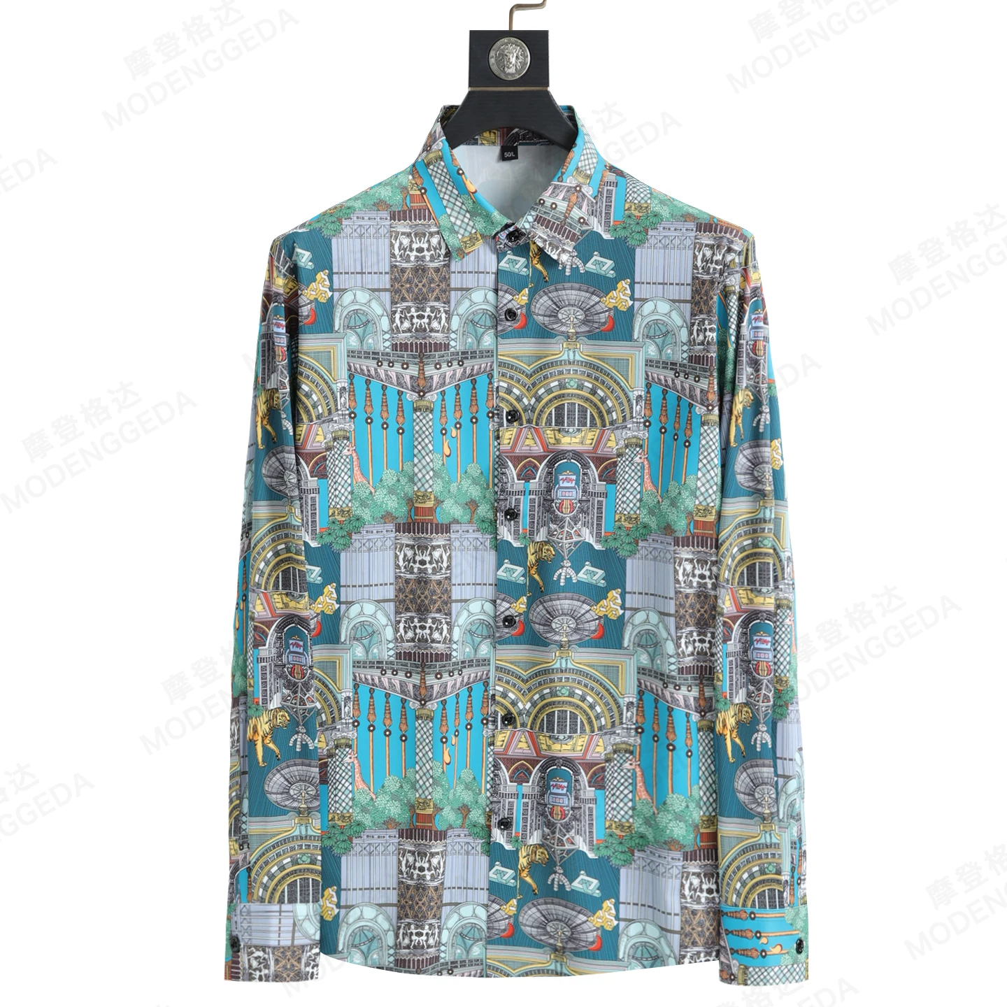 

Luxury Printed Long Sleeved Shirt for Men 2026 Spring Loose Casual Shirts Versatile Retro Social Streetwear Camisa Masculina
