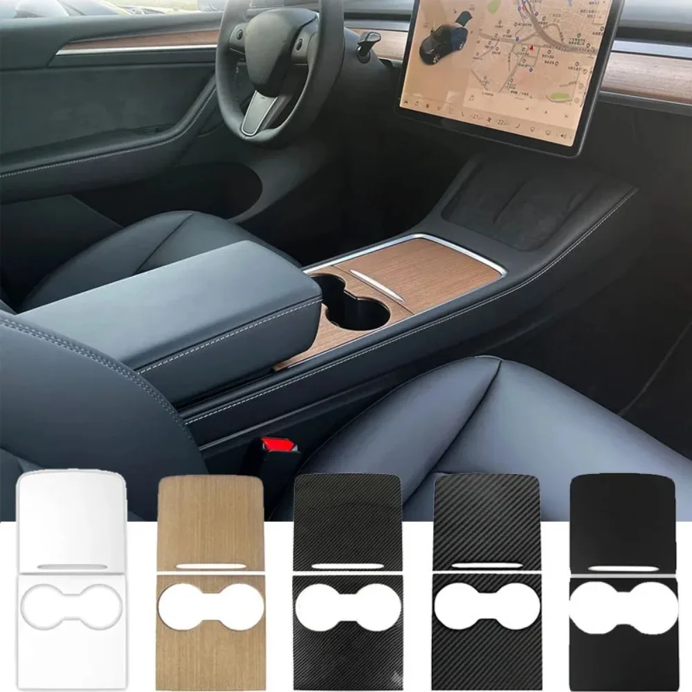 

Car Center Console Panel Sticker Cover Protector for Tesla Model 3/Y 2023 Film Wood Grain Carbon Fiber TPU Interior Accessories