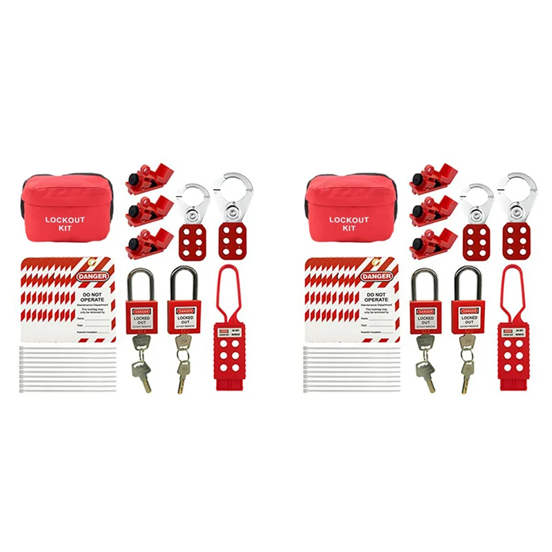 

IDUD 2X Electrical Lockout Tagout Kit -Lock Out Tag Kits With Hasps,Circuit Breaker Lock,Safety Padlock(4 Keys Per Lock)