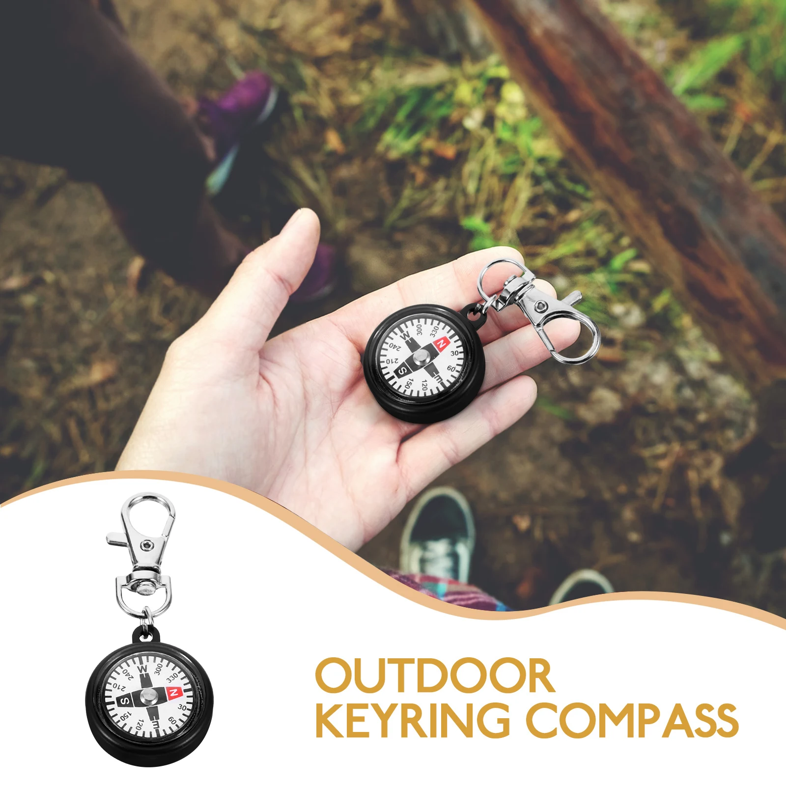 

Compass Keychain Outdoor Accessory Survival Gift Large Snap Hook Travel Mini Compass Plastic Portable Hiking Climbing Key Ring