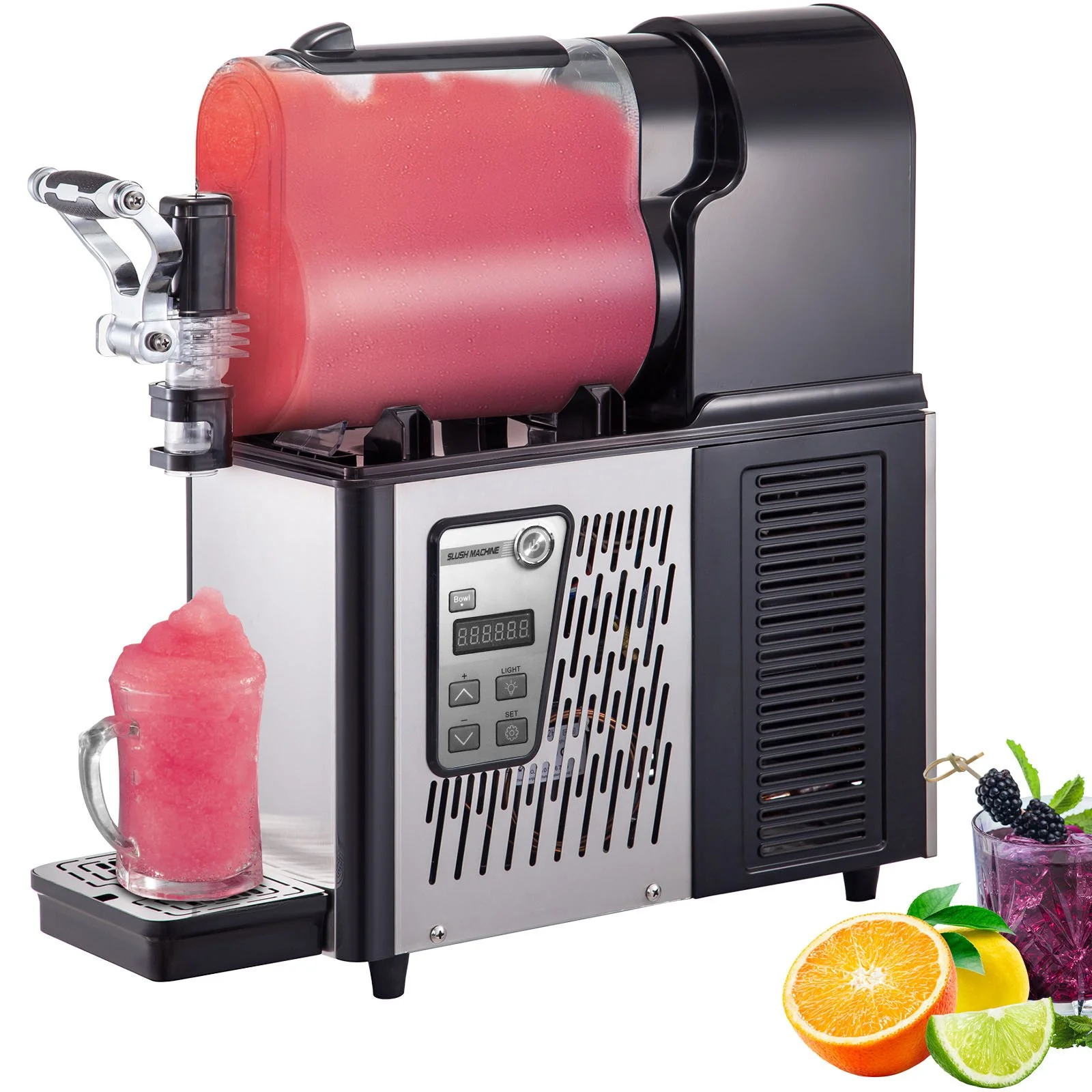 VEVOR 330W Commercial Single Slush Frozen Drink Machine New Steel Home Food Application for Retail Food Shop Industries
