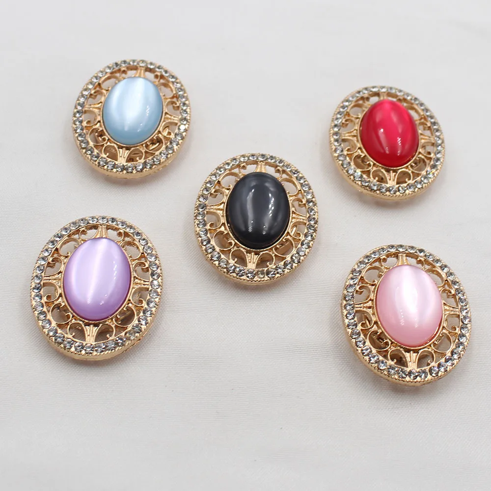 Exquisite and beautiful 1 piece/batch neutral buckle oval cat eye rhinestone material DIY cufflinks clothing fashion jewelry