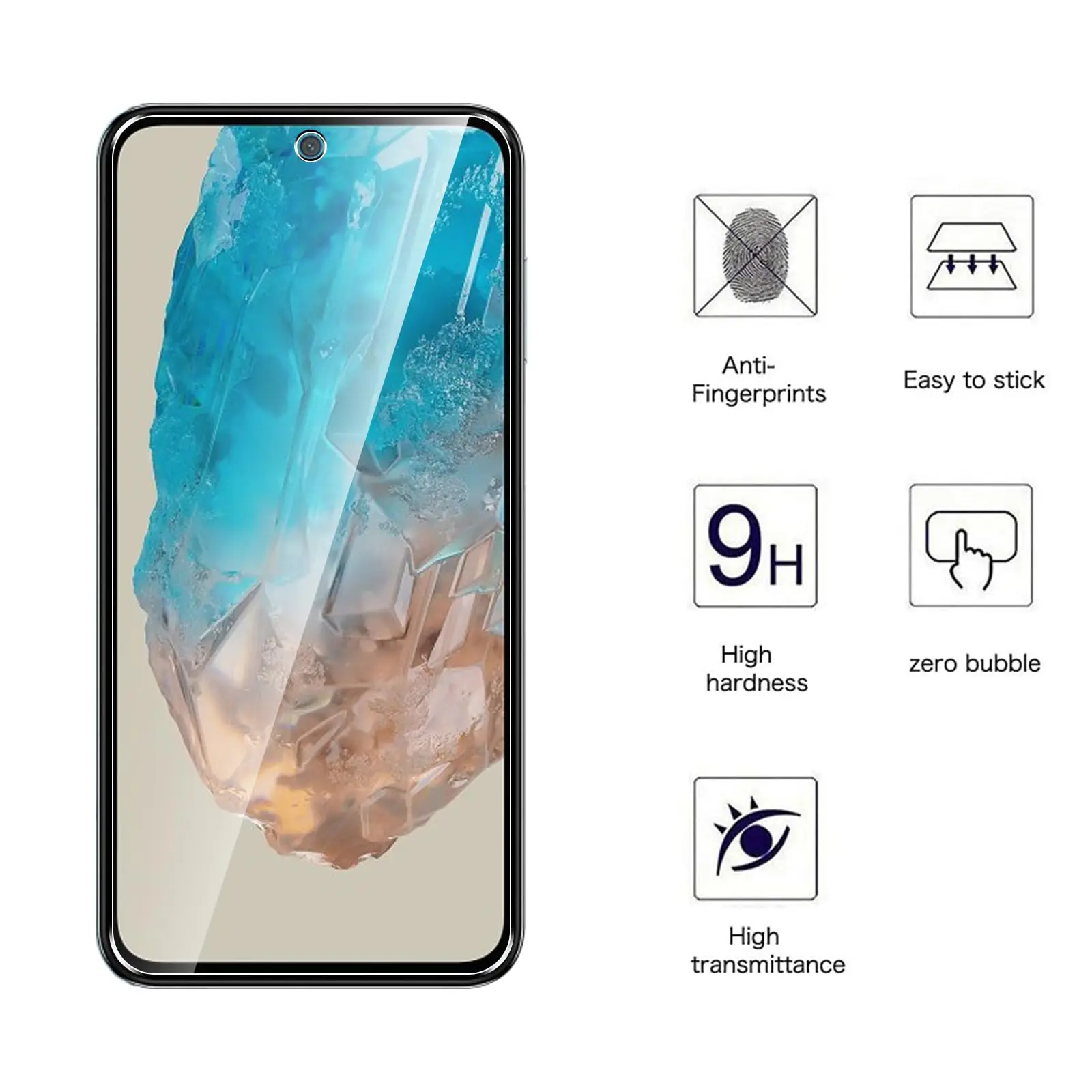 Für Samsung Galaxy M35 6,6 Zoll Displays chutz folie gehärtetes Glas Kristall Glimmer 9h HD klar transparent Anti-Kratzer hoch Aluminium