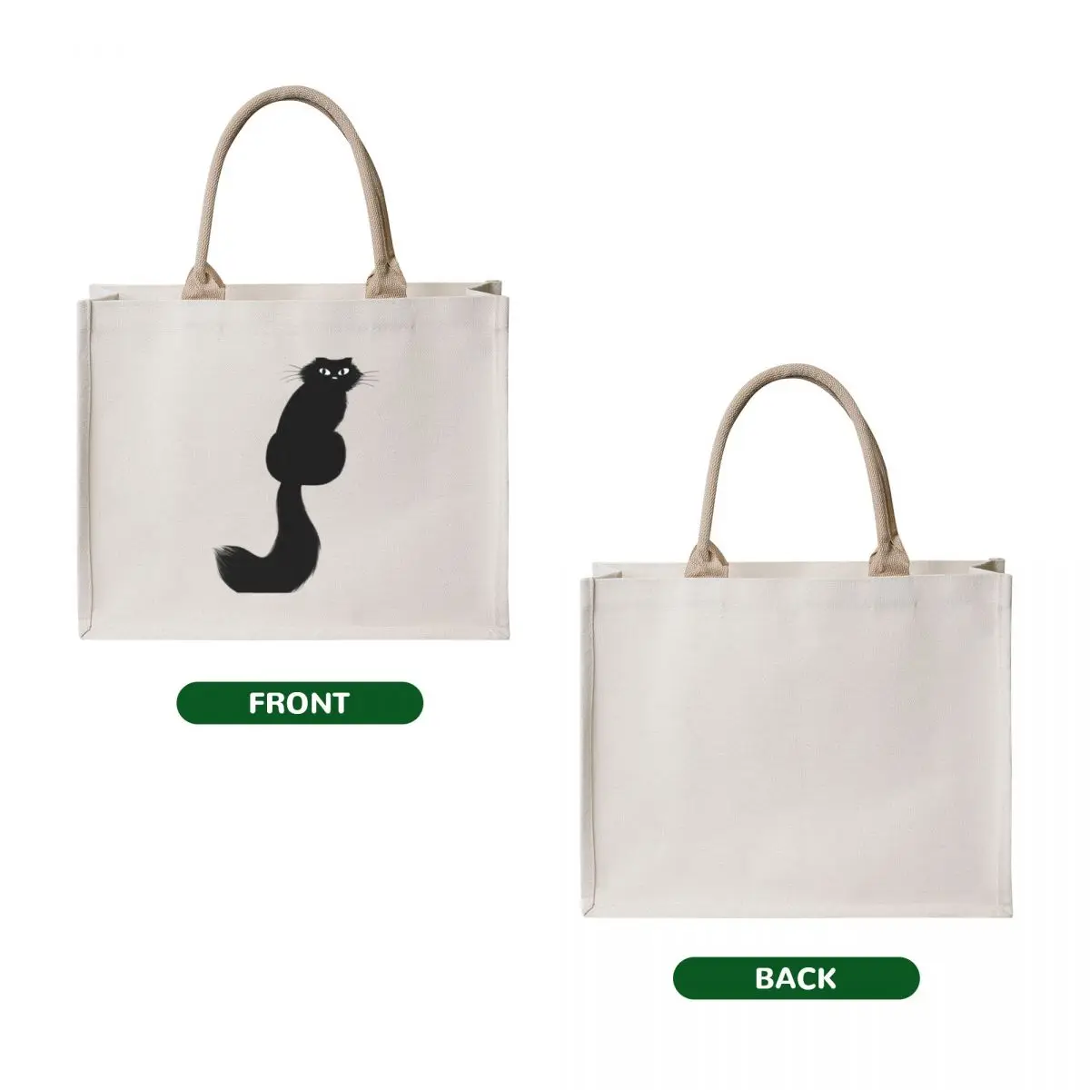 Longhaired Black Cat with Long Tail Tote Bag Gift bag free delivery bags hand bag ladies