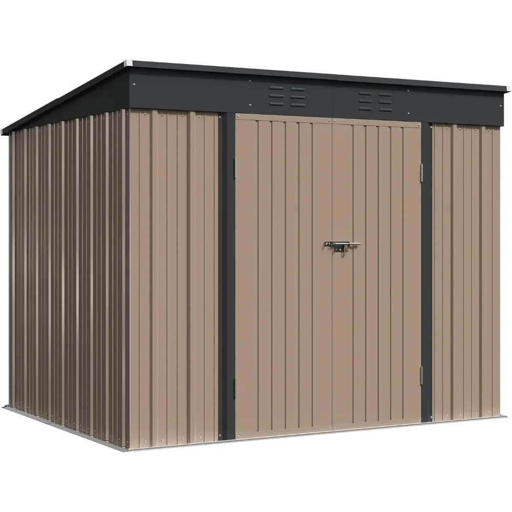 

Outdoor Storage Shed 6 x 8 ft. Utility Tool Shed Metal Storage Garden Shed with Door & Lock for Patio Storage