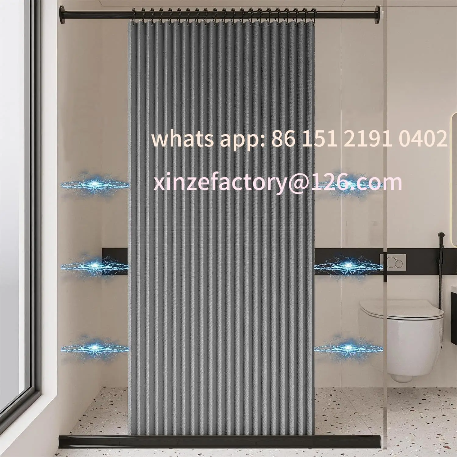 

Customizable Folding Linen Shower Curtain with Magnets Waterproof Suitable for Walk-in Shower Does Not Include