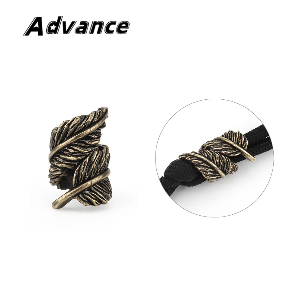 Feather Shape Brass Knife Beads Paracord Lanyard Pendant Rope Bead DIY