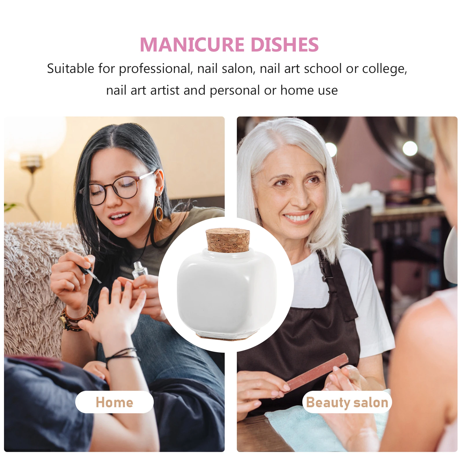 

Lightweight Multifunctional Ceramic Manicure Cup Nail Lotion Tapered Container For Art Work Tool Equipment Accessories White
