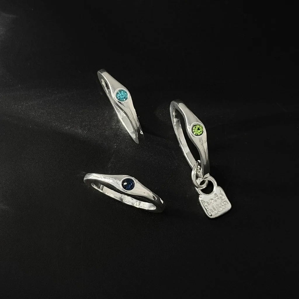 3Pcs Silver Color Colorful Zircon Ring Set Minimalist Lock Pendant Stackable Fashion Rings for Women Finger Ring Jewelry Gifts