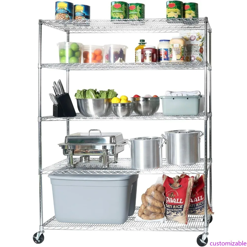 

Сверхпрочный сверхпрочный стеллаж из стальной проволоки NSF Seville Classics с колесами, 5 уровней, ширина 60 x глубина 24