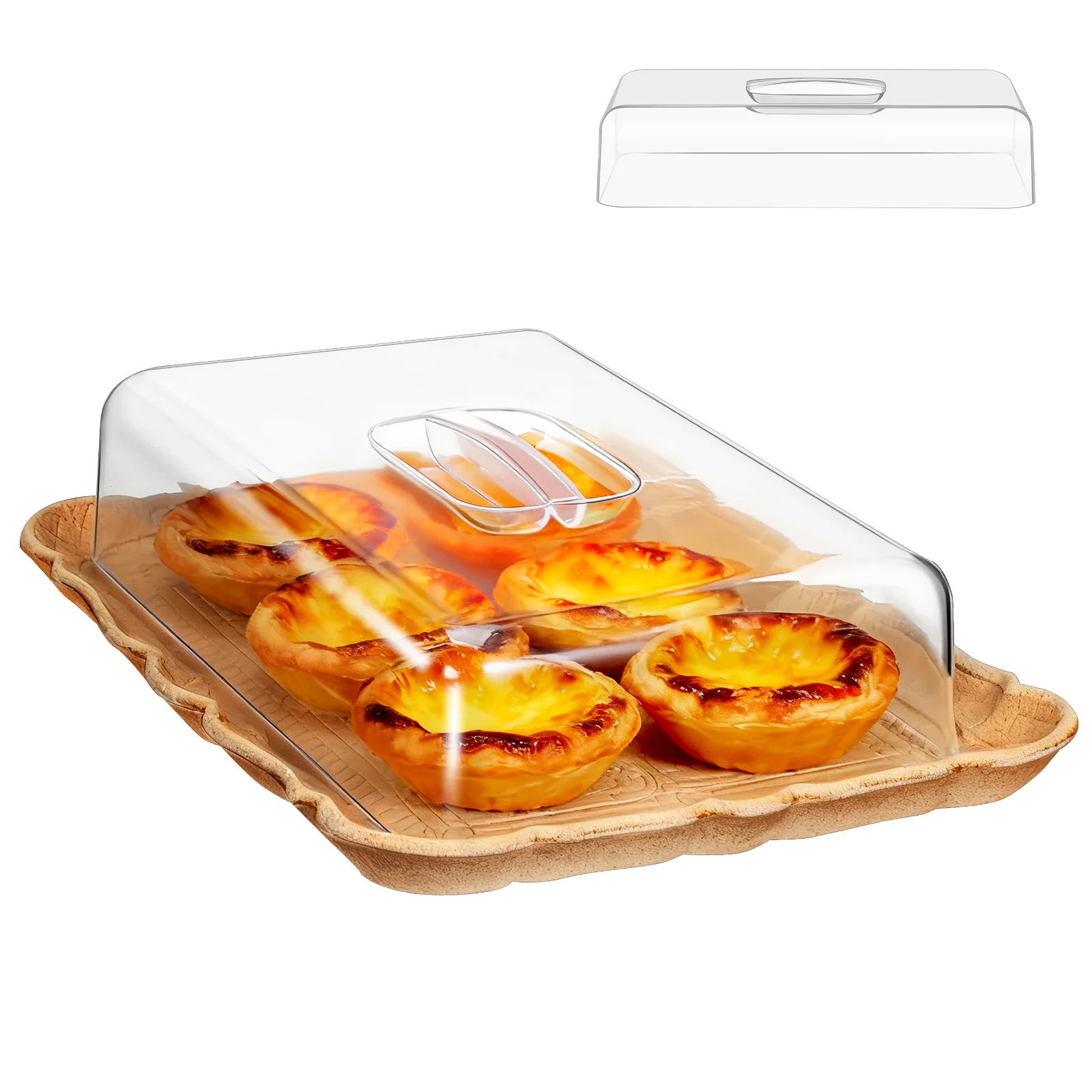 

1pcs Food Covers Clear Acrylic Rectangular Cake Dome Lid For Bread Cheese Dessert Display Serving Tray Stand Carrier Kitchen