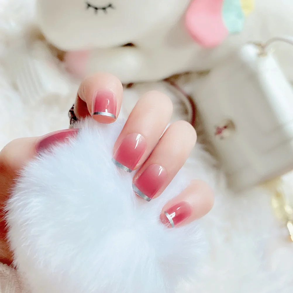 

2 Boxes Shiny Fake Nail Stickers Gradient Nail Art Pieces Easy Apply DIY False Nails Women Girls Manicure Decoration for Holiday