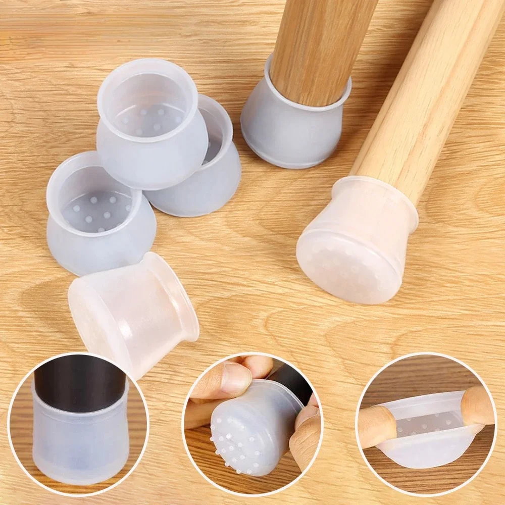 4Pcs/Set Table Chair Leg Silicone Cap Pad Furniture Table Feet Cover Floor Protector Non-slip Table Chair Bottom Protection