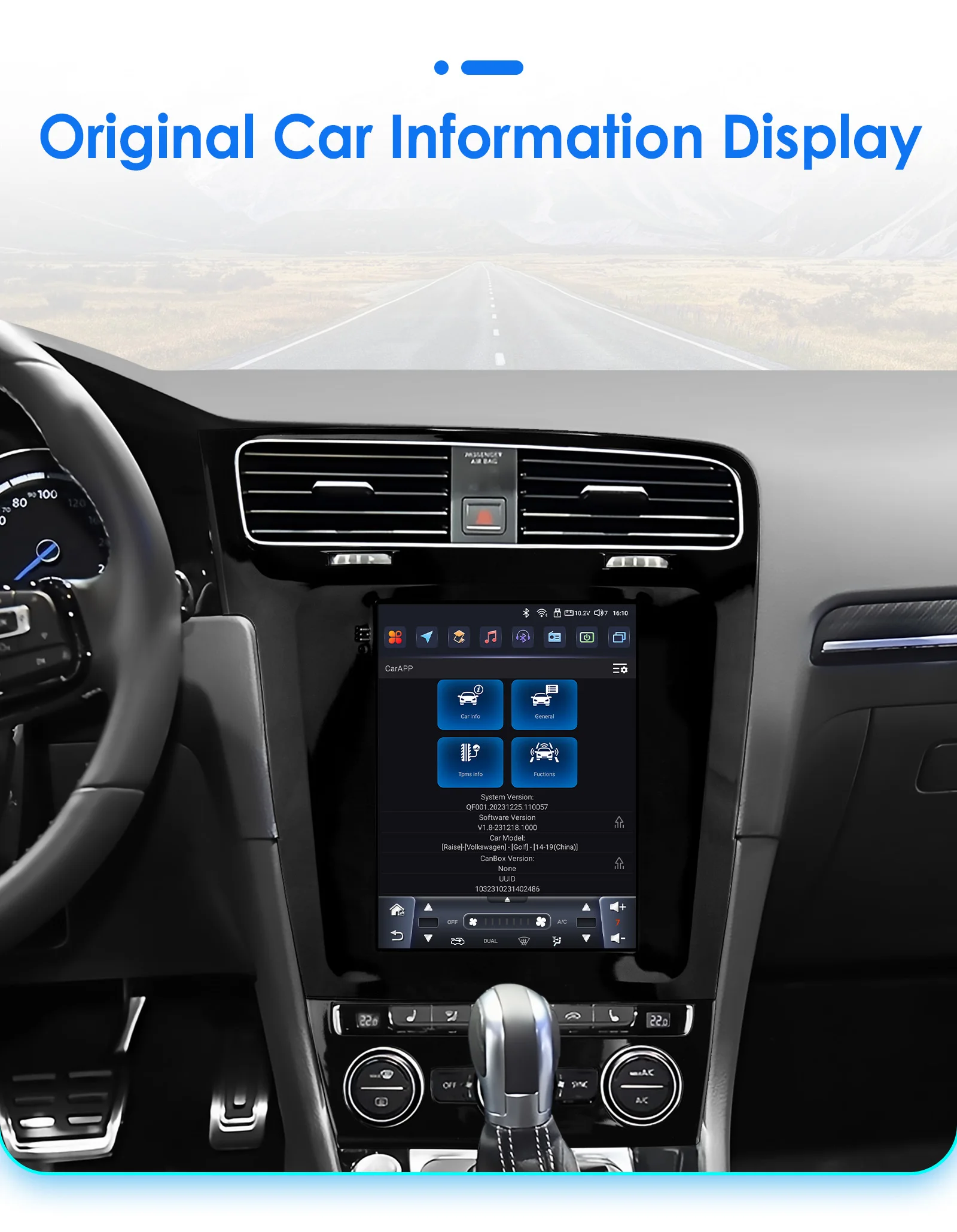 Hizpo Android 13 Wireless Carplay Auto Car Multimedia Player for VW Volkswagen Golf 7 2014-2018 for Tesla Style Screen 9.7" Wifi