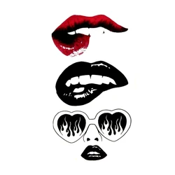 Sexy Kiss Tattoo Temporary Waterproof Face Festival Stickers Woman's Lips Fake Tatoo Body Art Flash Henna Tattoo Sticker